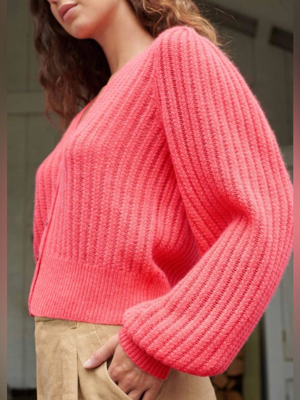 White + Warren Size M • Pink 100% Cashmere Cardigan Chic Quiet Luxury. - Picture 2 of 6